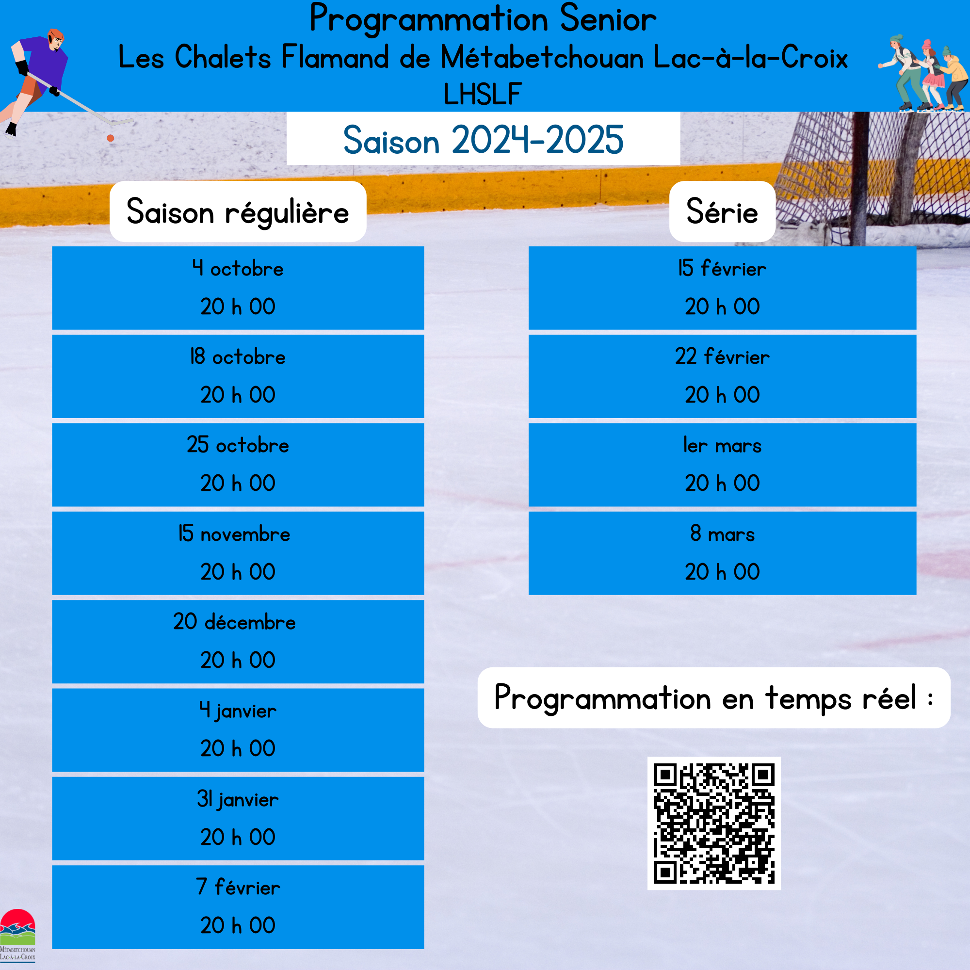 Senior AA calendrier saison 2024-2025